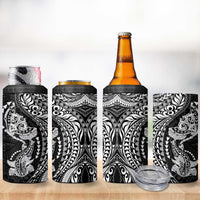 Hawaiian Manta Ray and Hammerhead Shark Tribal Tattoo 4 in 1 Can Cooler Tumbler with Polynesian Tribal Pattern Black-White Color LT03 - Polynesian Pride