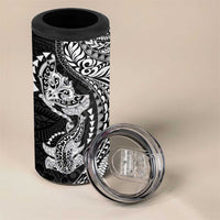 Hawaiian Manta Ray and Hammerhead Shark Tribal Tattoo 4 in 1 Can Cooler Tumbler with Polynesian Tribal Pattern Black-White Color LT03 - Polynesian Pride