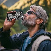 Hawaiian Manta Ray and Hammerhead Shark Tribal Tattoo 4 in 1 Can Cooler Tumbler with Polynesian Tribal Pattern Black-White Color LT03 - Polynesian Pride