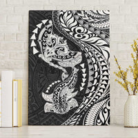 Hawaiian Manta Ray and Hammerhead Shark Tribal Tattoo Canvas Wall Art with Polynesian Tribal Pattern Black-White Color LT03 Without Frame Multicolor - Polynesian Pride