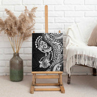 Hawaiian Manta Ray and Hammerhead Shark Tribal Tattoo Canvas Wall Art with Polynesian Tribal Pattern Black-White Color LT03 - Polynesian Pride