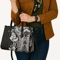 Hawaiian Manta Ray and Hammerhead Shark Tribal Tattoo Leather Bag with Polynesian Tribal Pattern Black-White Color LT03 - Polynesian Pride
