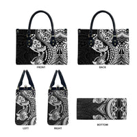 Hawaiian Manta Ray and Hammerhead Shark Tribal Tattoo Leather Bag with Polynesian Tribal Pattern Black-White Color LT03 - Polynesian Pride