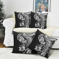 Hawaiian Manta Ray and Hammerhead Shark Tribal Tattoo Pillow Cover with Polynesian Tribal Pattern Black-White Color LT03 - Polynesian Pride
