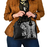 Hawaiian Manta Ray and Hammerhead Shark Tribal Tattoo Shoulder Handbag with Polynesian Tribal Pattern Black-White Color LT03 - Polynesian Pride