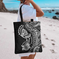 Hawaiian Manta Ray and Hammerhead Shark Tribal Tattoo Tote Bag with Polynesian Tribal Pattern Black-White Color LT03 - Polynesian Pride