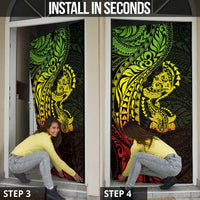 Hawaiian Manta Ray and Hammerhead Shark Tribal Tattoo Door Cover with Polynesian Tribal Pattern Reggae Style LT03 - Polynesian Pride
