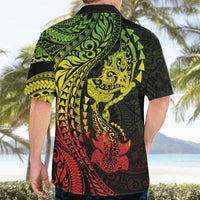 Hawaiian Manta Ray and Hammerhead Shark Tribal Tattoo Hawaiian Shirt with Polynesian Tribal Pattern Reggae Style LT03 - Polynesian Pride