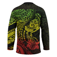 Hawaiian Manta Ray and Hammerhead Shark Tribal Tattoo Hockey Jersey with Polynesian Tribal Pattern Reggae Style LT03 - Polynesian Pride