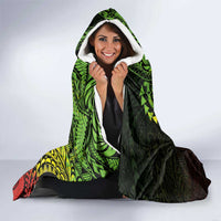 Hawaiian Manta Ray and Hammerhead Shark Tribal Tattoo Hooded Blanket with Polynesian Tribal Pattern Reggae Style LT03 - Polynesian Pride