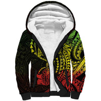 Hawaiian Manta Ray and Hammerhead Shark Tribal Tattoo Sherpa Hoodie with Polynesian Tribal Pattern Reggae Style LT03 Unisex Multicolor - Polynesian Pride