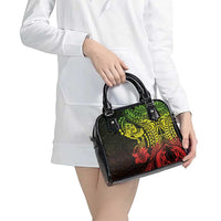 Hawaiian Manta Ray and Hammerhead Shark Tribal Tattoo Shoulder Handbag with Polynesian Tribal Pattern Reggae Style