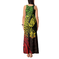 Hawaiian Manta Ray and Hammerhead Shark Tribal Tattoo Tank Maxi Dress with Polynesian Tribal Pattern Reggae Style LT03 - Polynesian Pride