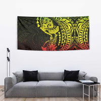 Hawaiian Manta Ray and Hammerhead Shark Tribal Tattoo Tapestry with Polynesian Tribal Pattern Reggae Style