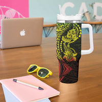Hawaiian Manta Ray and Hammerhead Shark Tribal Tattoo Tumbler With Handle with Polynesian Tribal Pattern Reggae Style LT03 - Polynesian Pride