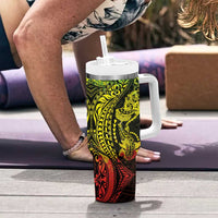 Hawaiian Manta Ray and Hammerhead Shark Tribal Tattoo Tumbler With Handle with Polynesian Tribal Pattern Reggae Style LT03 - Polynesian Pride