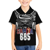 Super Samoa-Six Eight Five to The World Family Matching Puletasi and Hawaiian Shirt Traditional Samoan Tattoo Black Color LT03 Son's Shirt Black - Polynesian Pride