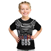 Super Samoa-Six Eight Five to The World Kid T Shirt Traditional Samoan Tattoo Black Color