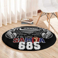 Super Samoa-Six Eight Five to The World Round Carpet Traditional Samoan Tattoo Black Color