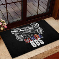 Super Samoa-Six Eight Five to The World Rubber Doormat Traditional Samoan Tattoo Black Color