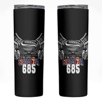Super Samoa-Six Eight Five to The World Skinny Tumbler Traditional Samoan Tattoo Black Color LT03 Black - Polynesian Pride