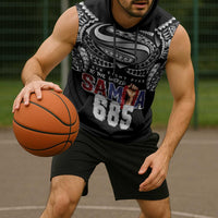 Super Samoa-Six Eight Five to The World Sleeveless Hoodie Traditional Samoan Tattoo Black Color LT03 - Polynesian Pride