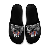Super Samoa-Six Eight Five to The World Slide Sandals Traditional Samoan Tattoo Black Color