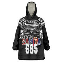 Super Samoa-Six Eight Five to The World Wearable Blanket Hoodie Traditional Samoan Tattoo Black Color LT03 One Size Black - Polynesian Pride