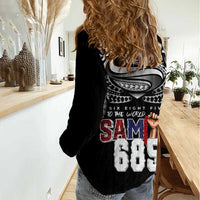 Super Samoa-Six Eight Five to The World Women Casual Shirt Traditional Samoan Tattoo Black Color LT03 - Polynesian Pride