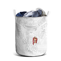 Super Samoa-Six Eight Five to The World Laundry Basket Traditional Samoan Tattoo All White