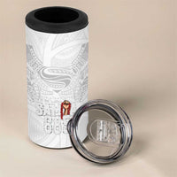 Super Samoa-Six Eight Five to The World 4 in 1 Can Cooler Tumbler Traditional Samoan Tattoo All White LT03 - Polynesian Pride