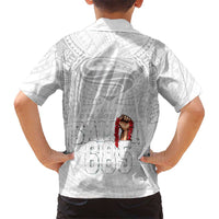 Super Samoa-Six Eight Five to The World Family Matching Short Sleeve Bodycon Dress and Hawaiian Shirt Traditional Samoan Tattoo All White LT03 - Polynesian Pride