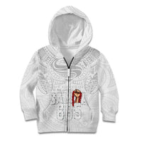Super Samoa-Six Eight Five to The World Kid Hoodie Traditional Samoan Tattoo All White