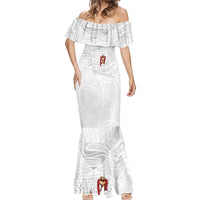 Super Samoa-Six Eight Five to The World Mermaid Dress Traditional Samoan Tattoo All White LT03 - Polynesian Pride