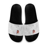 Super Samoa-Six Eight Five to The World Slide Sandals Traditional Samoan Tattoo All White