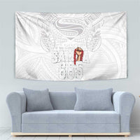 Super Samoa-Six Eight Five to The World Tapestry Traditional Samoan Tattoo All White