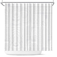 Lotu Tamaiti Samoan Art Tattoo Siapo Pattern Shower Curtain LT03 White - Polynesian Pride