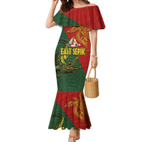 Sepik River Crocodile & Arts Festival Mermaid Dress Bird-of-paradise Melanesian Tattoo LT03 Women Red - Polynesian Pride