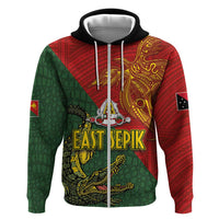 Sepik River Crocodile & Arts Festival Zip Hoodie Bird-of-paradise Melanesian Tattoo LT03 Zip Hoodie Red - Polynesian Pride