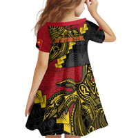 Papua New Guinea Independence Day Family Matching Off Shoulder Short Dress and Hawaiian Shirt Bird-of-paradise Melanesian Tattoo LT03 - Polynesian Pride