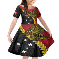 Papua New Guinea Independence Day Family Matching Summer Maxi Dress and Hawaiian Shirt Bird-of-paradise Melanesian Tattoo LT03 Daughter's Dress Red - Polynesian Pride