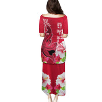 Polynesian Fiji Puletasi Shark and Hibiscus Tapa Pattern Red Version LT03 - Polynesian Pride