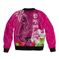 Polynesian Fiji Bomber Jacket Shark and Hibiscus Tapa Pattern Purple Version LT03 - Polynesian Pride