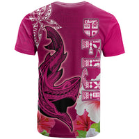Polynesian Fiji T Shirt Shark and Hibiscus Tapa Pattern Purple Version LT03 - Polynesian Pride