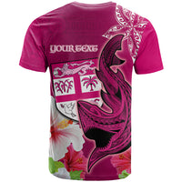 Custom Polynesian Fiji T Shirt Shark and Hibiscus Tapa Pattern Purple Version LT03 - Polynesian Pride