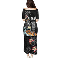 Hawaiian Halloween Skeleton Surfing Puletasi Polynesian Tribal Tattoo and Hawaiian Pattern