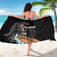 Hawaiian Halloween Skeleton Surfing Sarong Polynesian Tribal Tattoo and Hawaiian Pattern