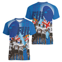 Fiji Rugby Sevens Women V-Neck T-Shirt Commemorate Gold Medal - Rio de Janeiro 2016