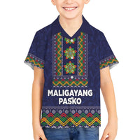 Philippines Merry Christmas Family Matching Off Shoulder Maxi Dress and Hawaiian Shirt Maligayang Pasko with Parol and Xmas Pattern Barong Style