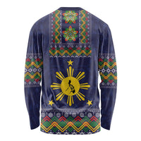 Philippines Merry Christmas Long Sleeve Shirt Maligayang Pasko with Parol and Xmas Pattern Barong Style